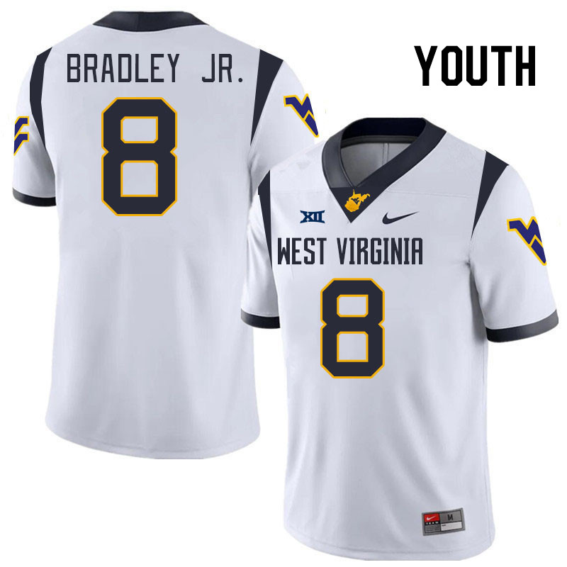 Youth #8 Tyrin Bradley Jr. West Virginia Mountaineers College 2024 New Uniforms Football Jerseys Sti